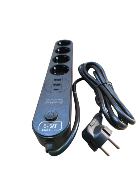 SHOWMAX 4625 4 LÜ 2 MT 2 USB 1 TYPE C GİRİŞLİ TERMAL AKIM KORUMALI GRUP PRİZ - 2
