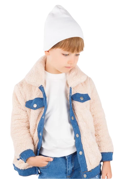 Erkek Çocuk Peluş Mont Kot Pantolon Tarz Takım - 3