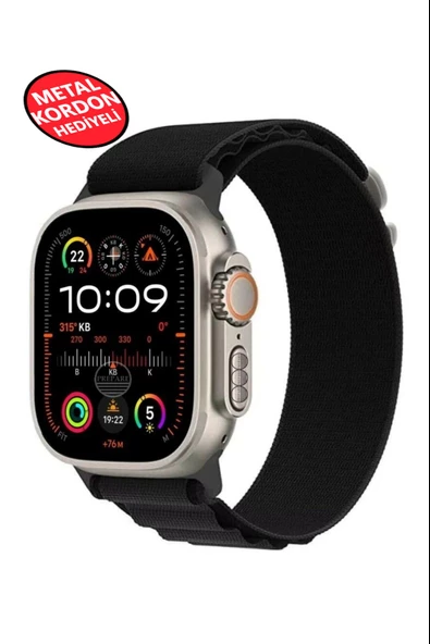 Ultra 2 Akıllı Saat Çelik Kordon Hediyeli Gri Kasa 49mm Nfc Bildirim Sesli Arama Özellikli LG68