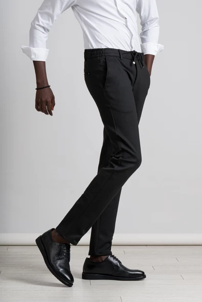 Perpant Slimfit Beli Lastikli Ve İplikli Kışlık Kumaş Likralı Jogger Pantolon - 8