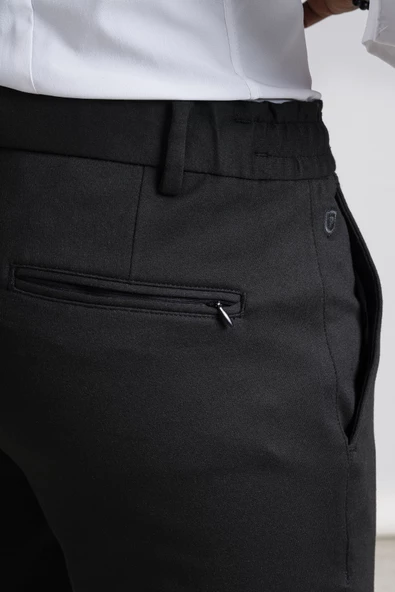 Perpant Slimfit Beli Lastikli Ve İplikli Kışlık Kumaş Likralı Jogger Pantolon - 12