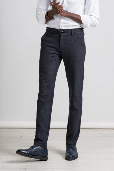 Perpant Slimfit Bitik Kareli Beli Lastikli Ve İplikli Kışlık Kumaş Jogger Pantolon - 2