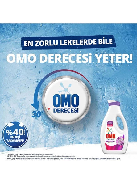 Omo Sıvı Çamaşır Deterjanı Active Fresh Cold Power Renkliler 1690 ml X 2 Adet - 7