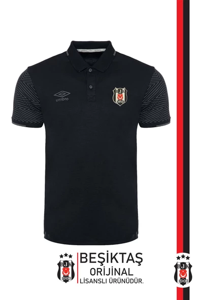 Beşiktaş Orijinal Lisanslı Polo Yaka Siyah Spor T-Shirt + Bileklik Set Özel Ahşap Kutulu - 2