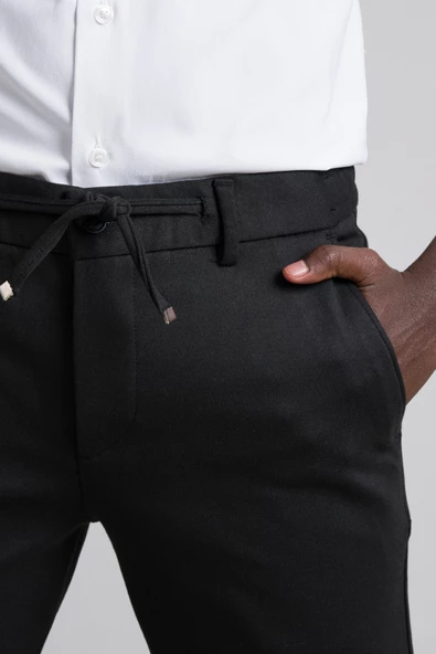 Perpant Slimfit Beli Lastikli Ve İplikli Kışlık Kumaş Likralı Jogger Pantolon - 11