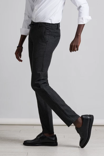 Perpant Slimfit Bitik Kareli Beli Lastikli Ve İplikli Kışlık Kumaş Jogger Pantolon - 7