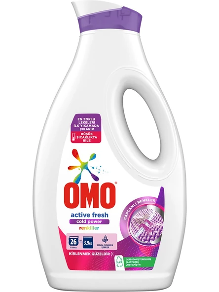 Omo Sıvı Çamaşır Deterjanı Active Fresh Cold Power Renkliler 1690 ml X 2 Adet - 4
