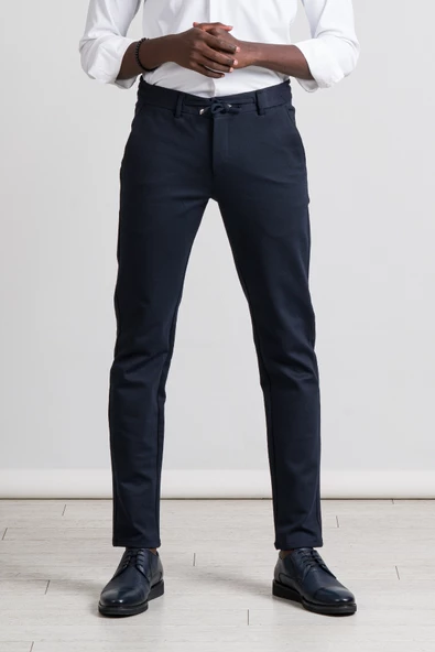 Perpant Slimfit Beli Lastikli Ve İplikli Kışlık Kumaş Likralı Jogger Pantolon - 3