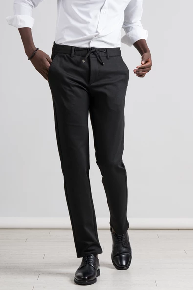 Perpant Slimfit Beli Lastikli Ve İplikli Kışlık Kumaş Likralı Jogger Pantolon - 10