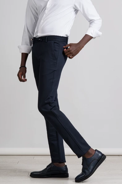 Perpant Slimfit Beli Lastikli Ve İplikli Kışlık Kumaş Likralı Jogger Pantolon - 6