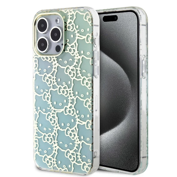 Apple iPhone 15 Pro Max Kılıf Hello Kitty Orjinal Lisanslı Renk Geçişli Elektroplating Kaplama Kitty Head Desenli Kapak - 2