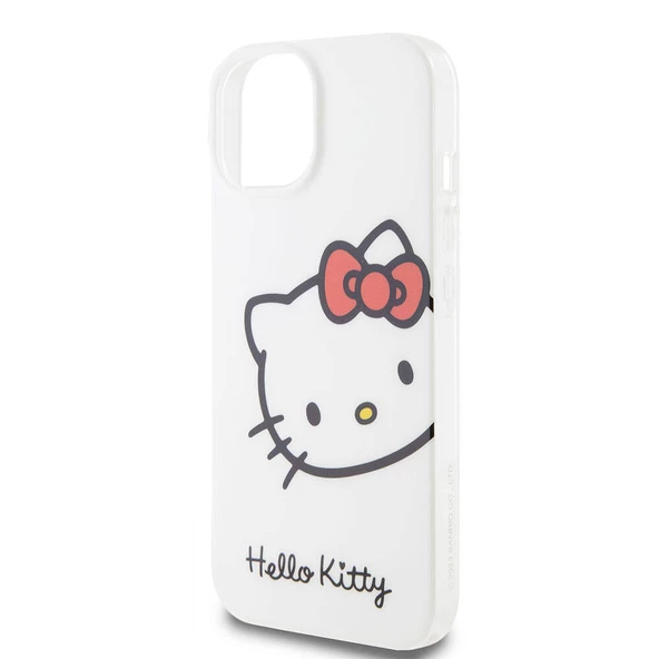 Apple iPhone 15 Kılıf Hello Kitty Orjinal Lisanslı Yazı ve İkonik Logolu Kitty Head Kapak - Resim 8