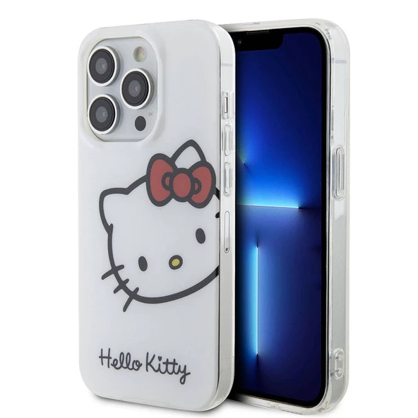 Apple iPhone 15 Pro Kılıf Hello Kitty Orjinal Lisanslı Yazı ve İkonik Logolu Kitty Head Kapak ürün görseli