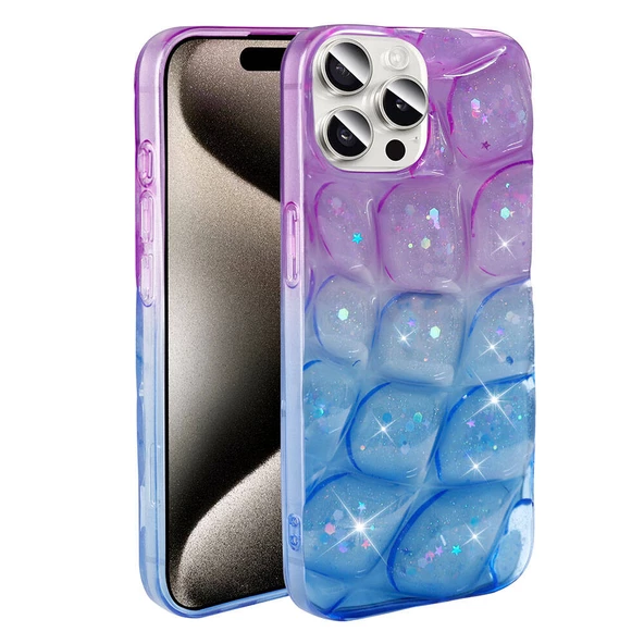 Apple iPhone 15 Pro Kılıf Simli 3D Desenli Zore Hacar Kapak - 5