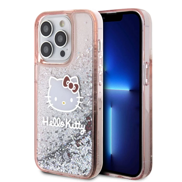 Apple iPhone 15 Pro Kılıf Hello Kitty Orjinal Lisanslı İkonik Sıvılı Glitter Kapak - 3