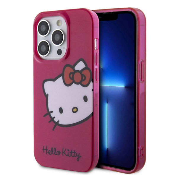 Apple iPhone 15 Pro Kılıf Hello Kitty Orjinal Lisanslı Yazı ve İkonik Logolu Kitty Head Kapak - 2