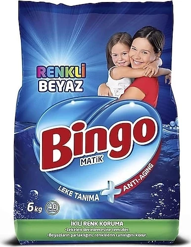 BİNGO MATİK RENKLİ BEYAZ 6KG