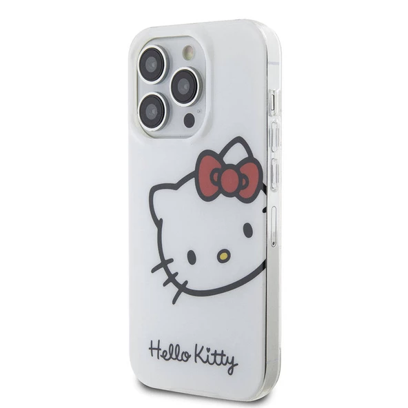 Apple iPhone 15 Pro Max Kılıf Hello Kitty Orjinal Lisanslı Yazı ve İkonik Logolu Kitty Head Kapak - 4
