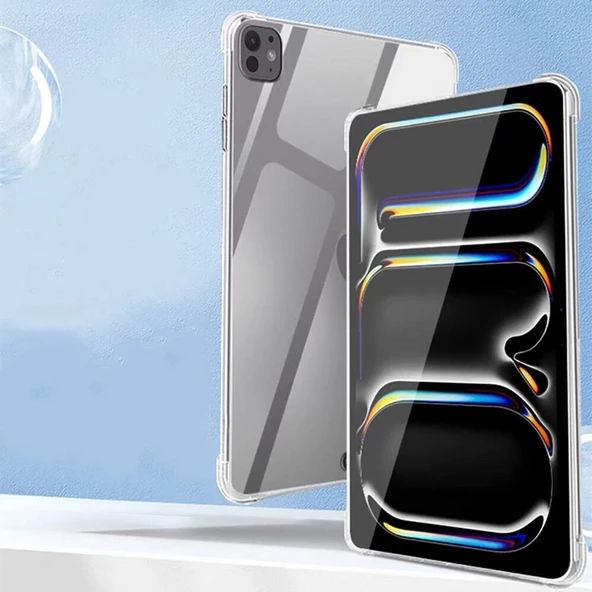 Apple iPad Pro 13 2024 Kılıf Tablet Nitro Anti Shock Darbe Emici Köşe Korumalı Şeffaf Silikon Kapak - 5