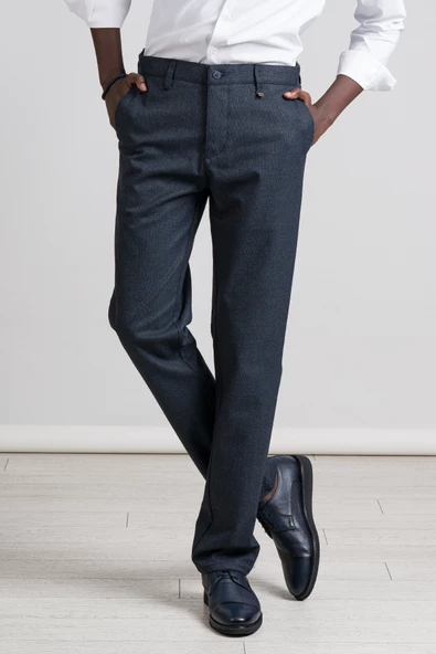 Perpant Armürlü Bitik Desenli Regular Fit Kışlık Kumaş Pantolon - Resim 11