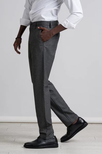 Perpant Armürlü Bitik Desenli Regular Fit Kışlık Kumaş Pantolon - Resim 6