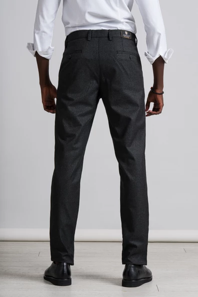 Perpant Armürlü Bitik Desenli Regular Fit Kışlık Kumaş Pantolon - Resim 4