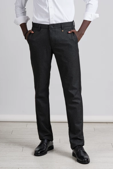 Perpant Armürlü Bitik Desenli Regular Fit Kışlık Kumaş Pantolon - Resim 2