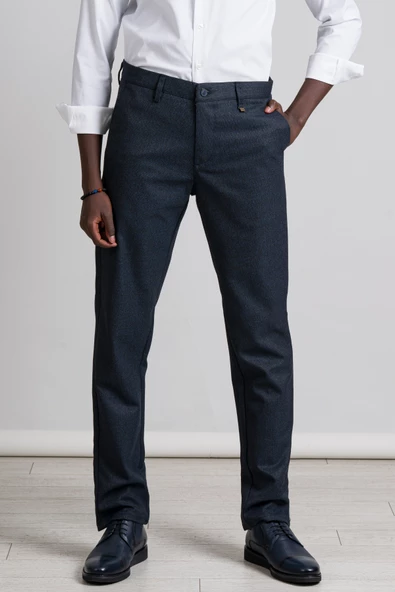 Perpant Armürlü Bitik Desenli Regular Fit Kışlık Kumaş Pantolon - Resim 12