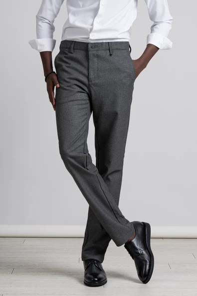 Perpant Armürlü Bitik Desenli Regular Fit Kışlık Kumaş Pantolon - Resim 7