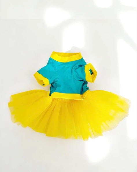 BLUE Love Mom Tütülü Köpek Elbisesi, Kıyafeti Tutu - 4