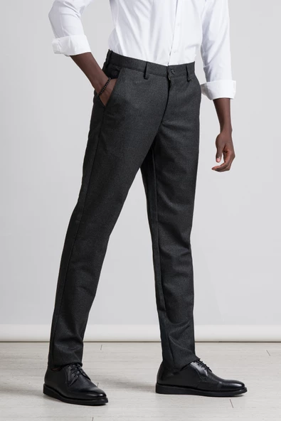 Perpant Armürlü Bitik Desenli Regular Fit Kışlık Kumaş Pantolon - Resim 3