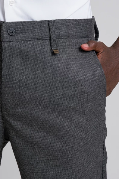 Perpant Armürlü Bitik Desenli Regular Fit Kışlık Kumaş Pantolon - Resim 10