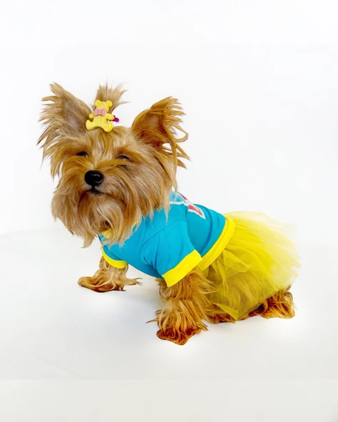 BLUE Love Mom Tütülü Köpek Elbisesi,  Kıyafeti Tutu - 5
