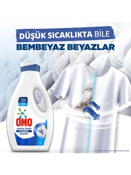 Omo Sıvı Çamaşır Deterjanı Active Fresh Cold Power Beyazlar 1690 ml X 6 - 6