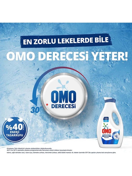 Omo Sıvı Çamaşır Deterjanı Active Fresh Cold Power Beyazlar 1690 ml X 4 - 9