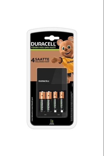 Duracell Cef14 4 Saat Pil Şarj Cihazı, 1 adet + 2'şer adet Şarj Edilebilir AA ve AAA Pil