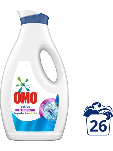 Omo Sıvı Çamaşır Deterjanı Active Beyazlar ve Renkliler İçin 26 Yıkama 1690 Ml x 2 - 3