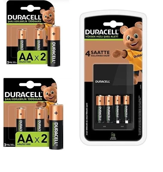 Duracell Cef 14 Şarj Cihazı ve Şarj Edilebilir 2 Adet 750 Mah Aaa 6 Adet 1300 Mah Aa Şarj Edilebilir Pil