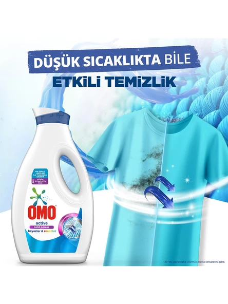 Omo Sıvı Çamaşır Deterjanı Active Beyazlar ve Renkliler İçin 26 Yıkama 1690 Ml x 2 - 5