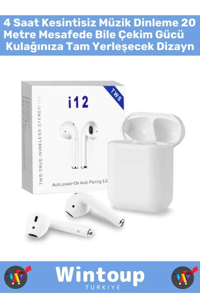 IPhone11 PRO Uyumlu Bluetooth Kulaklık i12 Arama Özellikli Tws Dokunmatik Hd Ses Mikrofon - Resim 2