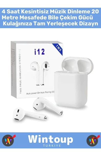 Xiaomi Modellerle Uyumlu Bluetooth Kulaklık I12 Arama Özellikli Tws Dokunmatik Hd Ses Mikrofon - Resim 2