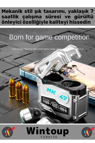 MK47 Mekanik Stil Bluetooth V5.3 Dokunmatik Active - Resim 2