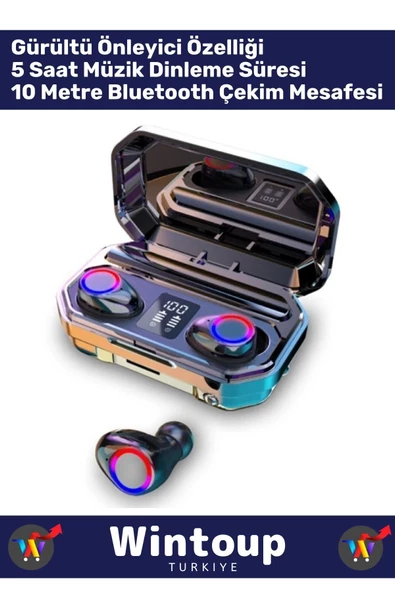 Kulak Içi Tws Bluetooth Kulaklık Led Göstergeli Powerbankli Kablosuz Wireless V5 - Resim 2