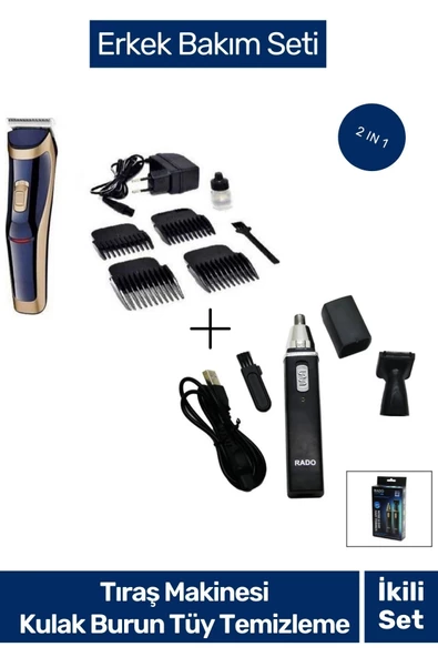 Yeni Nesil Şarjlı Erkek Bakım Kiti Saç Sakal Kulak Burun