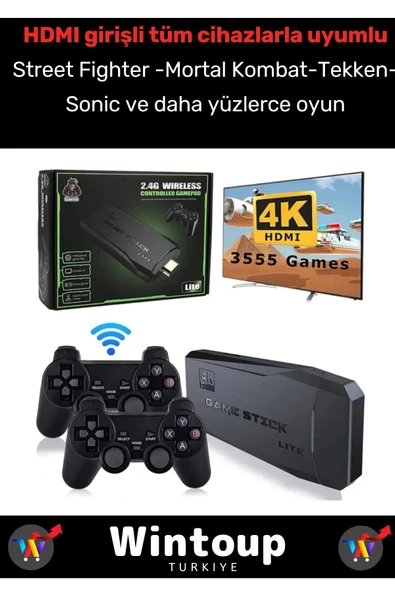 Gaming Atari 2.4g Uyumlu Kablosuz Çift Kol Atari Retro 3500 Oyun Game Stick - 2