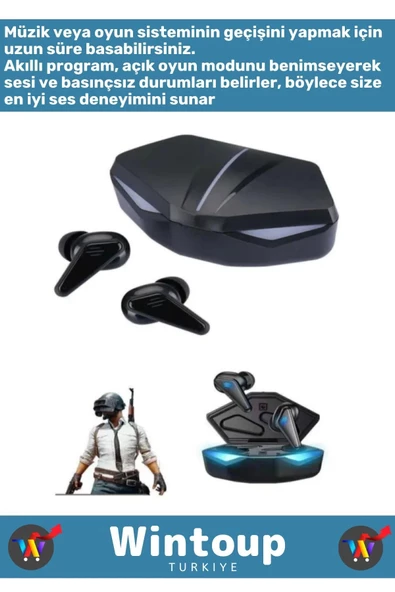 K55 Işıklı Mikrofonlu Kablosuz Gaming Bluetooth Oyuncu Pubg Kulaklığı Tws Kulak İçi - 2