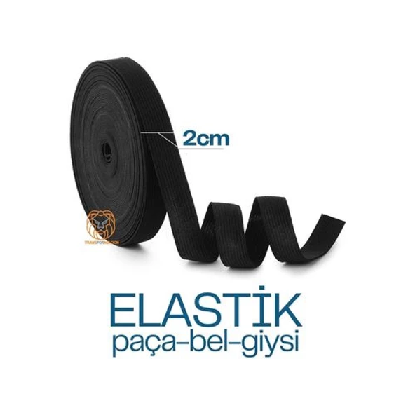 ModaCar 40 METRE Yassı Bel Paça Giysi Lastiği  2 cm SİYAH 720669  Toptan Paket