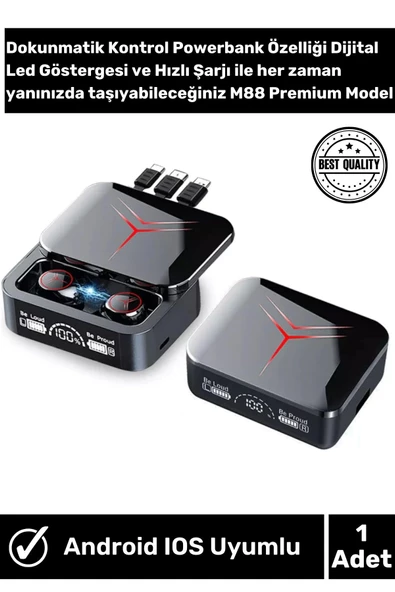 Yeni M88 Plus Ios Android A Kalite Hd Ses Performans Powerbankli Bluetooth Kulaklık ürün görseli