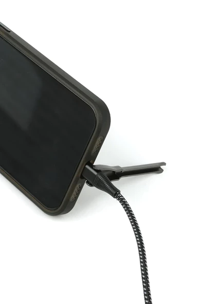 TYPE-C Lightning Standlı Koruyuculu Örgülü Hızlı Şarj Data Kablosu 27W 1.2m BA-02 27w - 2