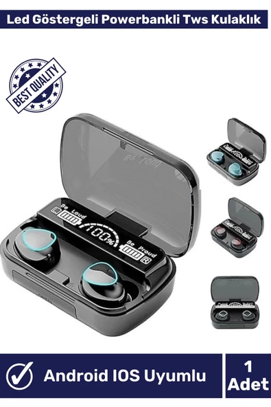 M10 Earbuds Kulak Içi Tws Bluetooth Kulaklık Led Göstergeli Powerbankli Kablosuz Wireless V5.1